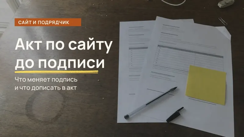 Обложка статьи: Акт выполненных работ по сайту: что подписывать (2026)